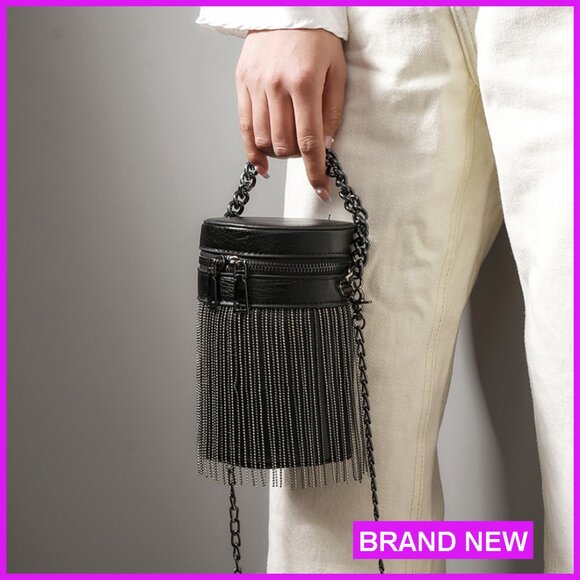 Y2K Punk Tassel Tote Gothic Fringe Shoulder Bag Funky Rock Crossbody Handbag - Picture 7 of 7